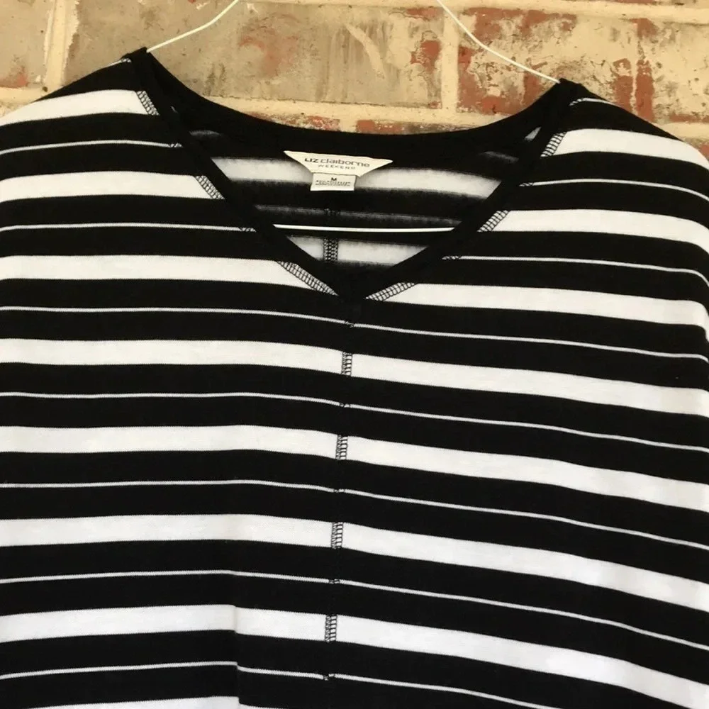 Liz Claiborne Weekend Striped V-neck Sweater